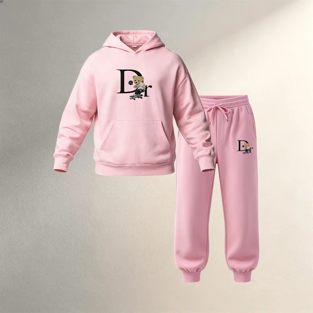 Skateboard - Herren 2-teiliger Trainingsanzug mit Cartoon-Skateboard-Bären-Grafik, Kapuzenpullover