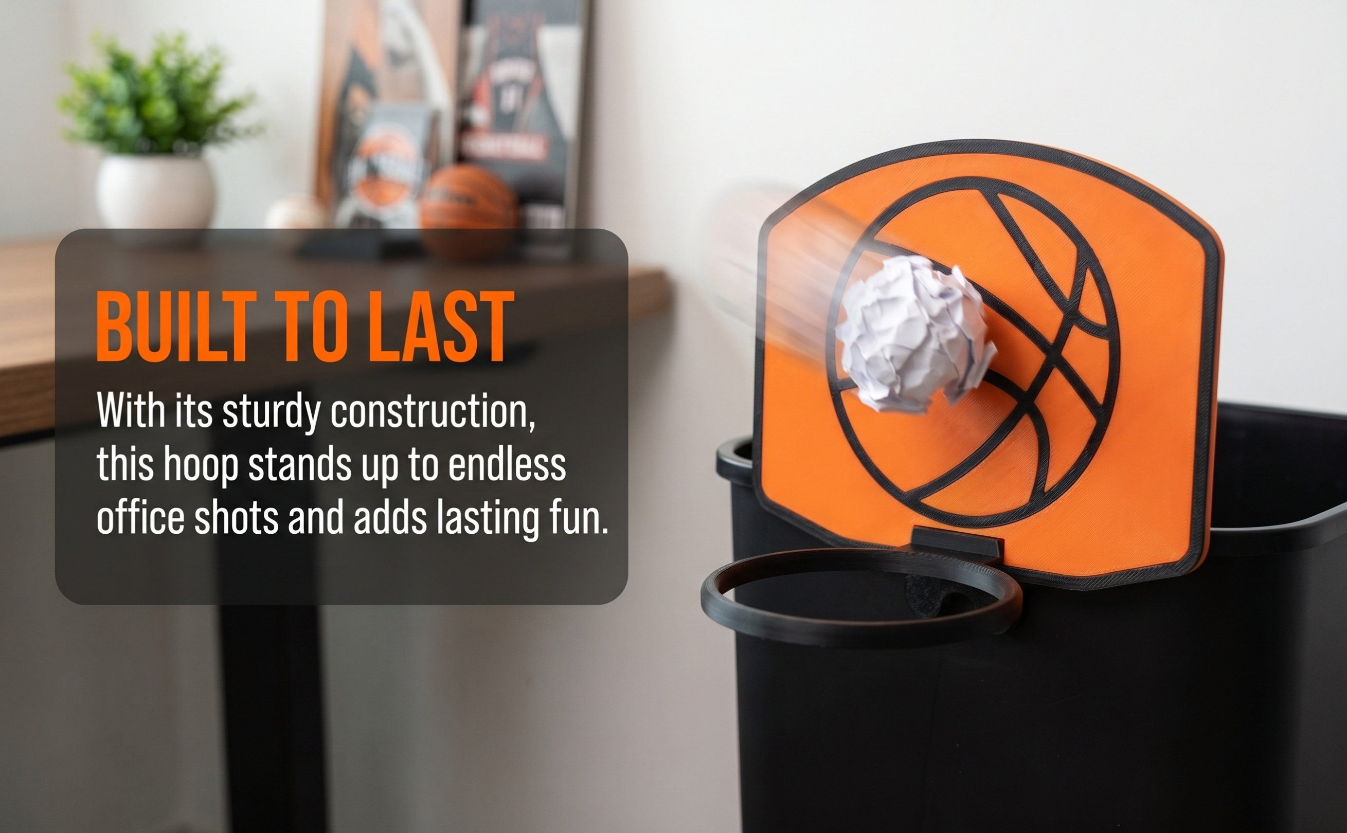 Basketball Hoop - Mini-Basketballkorb für Mülleimer, dekorativer Mülleimerdeckel, Accessoire